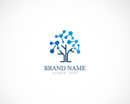 tree tech logo creative concept science connect business