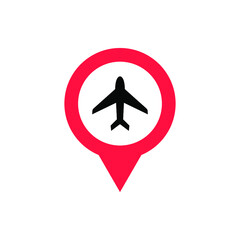 location of airplane or airport icon sign. airplane icon vector illustration. 