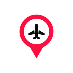 Obraz premium location of airplane or airport icon sign. airplane icon vector illustration. 