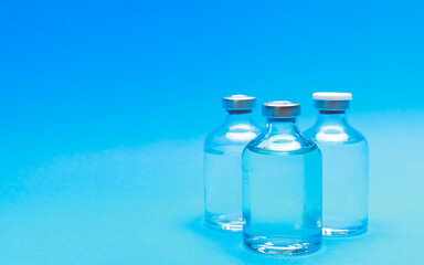 Sealed glass capsule containing transparent, clean, chemical hygiene liquid look as vaccine, water...