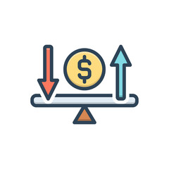 Color illustration icon for economic balance 
