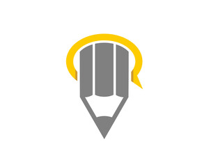 Pencil in the bubble chat logo