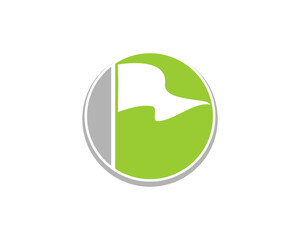 Golf flag silhouette in the circle logo