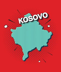Pop art map of Kosovo