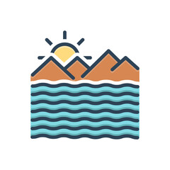 Color illustration icon for ocean briny
