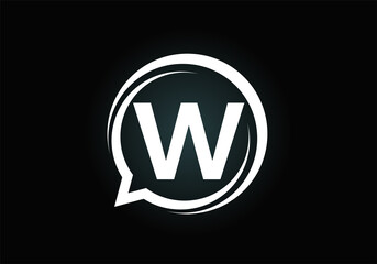 Initial W monogram letter alphabet with a bubble chat icon. Talking, chatting logo concept. Modern logo design for a consultancy business, and company identity.