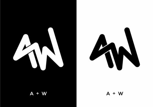 Black and white color of AW initial letter