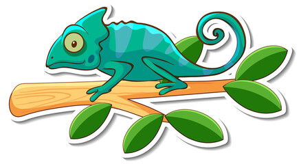 Chameleon lizard standing on a branch sticker