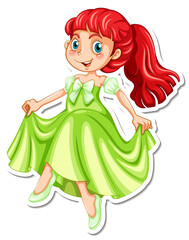 Fototapeta na wymiar Beautiful princess cartoon character sticker