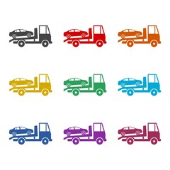 Tow truck isolated simple color icon set