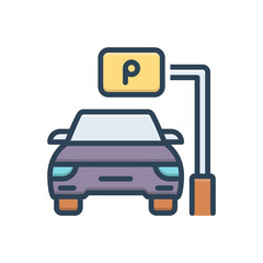 Color illustration icon for parking