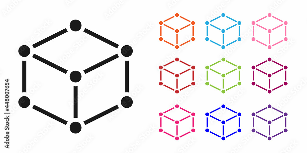 Poster black isometric cube icon isolated on white background. geometric cubes solid icon. 3d square sign. 