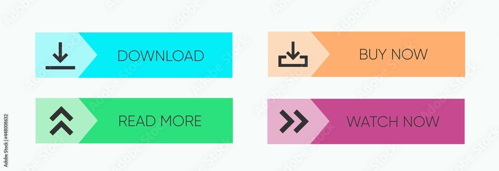 Poster set of multi-colored buttons using the gradient for websites and social pages.