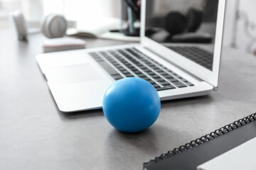 Stress ball on table in office