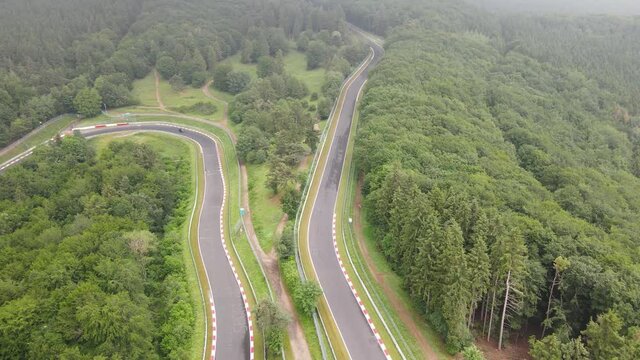 Motorsports circuit a Race track in the german Eifel on a cloudy day.