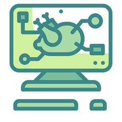 computer blue line icon