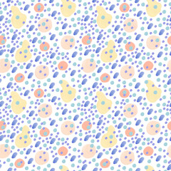 Abstract modern watercolor seamless patters baby shapes on white background.Bright minimalist prints in polka dots,blotches,rainbows.Designs for wrapping paper,packaging,social media,textiles,fabric.