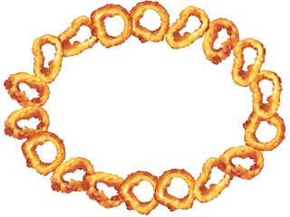 厚塗り水彩のイカリングイラスト・楕円フレーム