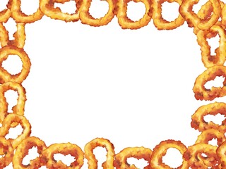 厚塗り水彩のイカリングイラスト・長方形囲みフレーム