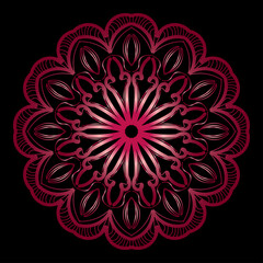 Circular pattern in the form of mandala with flower for henna tattoo decoration