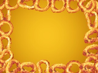 厚塗り水彩のイカリングイラスト・長方形囲みフレーム・金