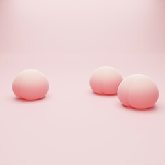 peaches on pink background