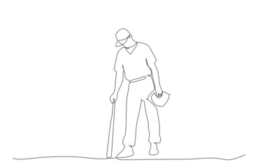 Single continuous line drawing young agile baseball player holding the baseball bat. Sport exercise concept. Trendy one line draw design graphic vector illustration for baseball promotion media