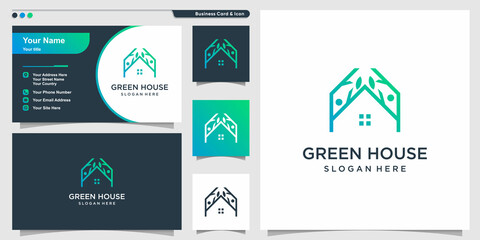 Green house logo template with modern style Premium Vector