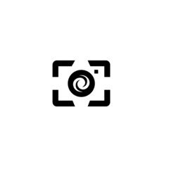 logo camera design concept icon template white background vector illustration