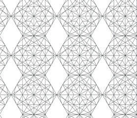 Seamless vector thin line geometric shapes pattern. Minimalistic design. Repeat structure white background. For design, web, fabric, textile, cover, wrapping etc.