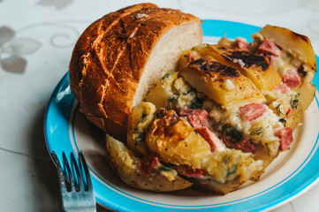 Stuffed potatoes with bread