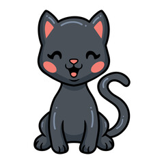 Cute black little cat cartoon sitting 