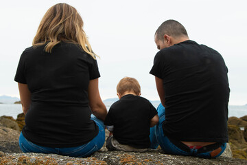 family on the beach