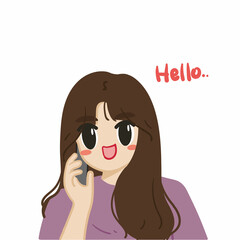 cartoon illustration of woman talking on the phone