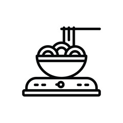 Black line icon for bowl
