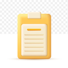 Documents paper pn board icon. business icon. 3d vector illustration on white transparent background