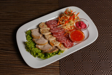 Cut meat, bacon and salami