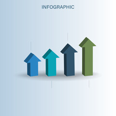 Business Infographic Concept With 3D Growing Arrow Graph Illustration.