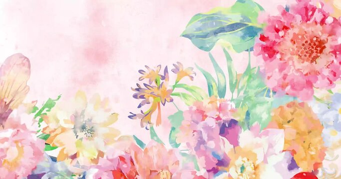 Beautiful wedding watercolor roses and peony flowers