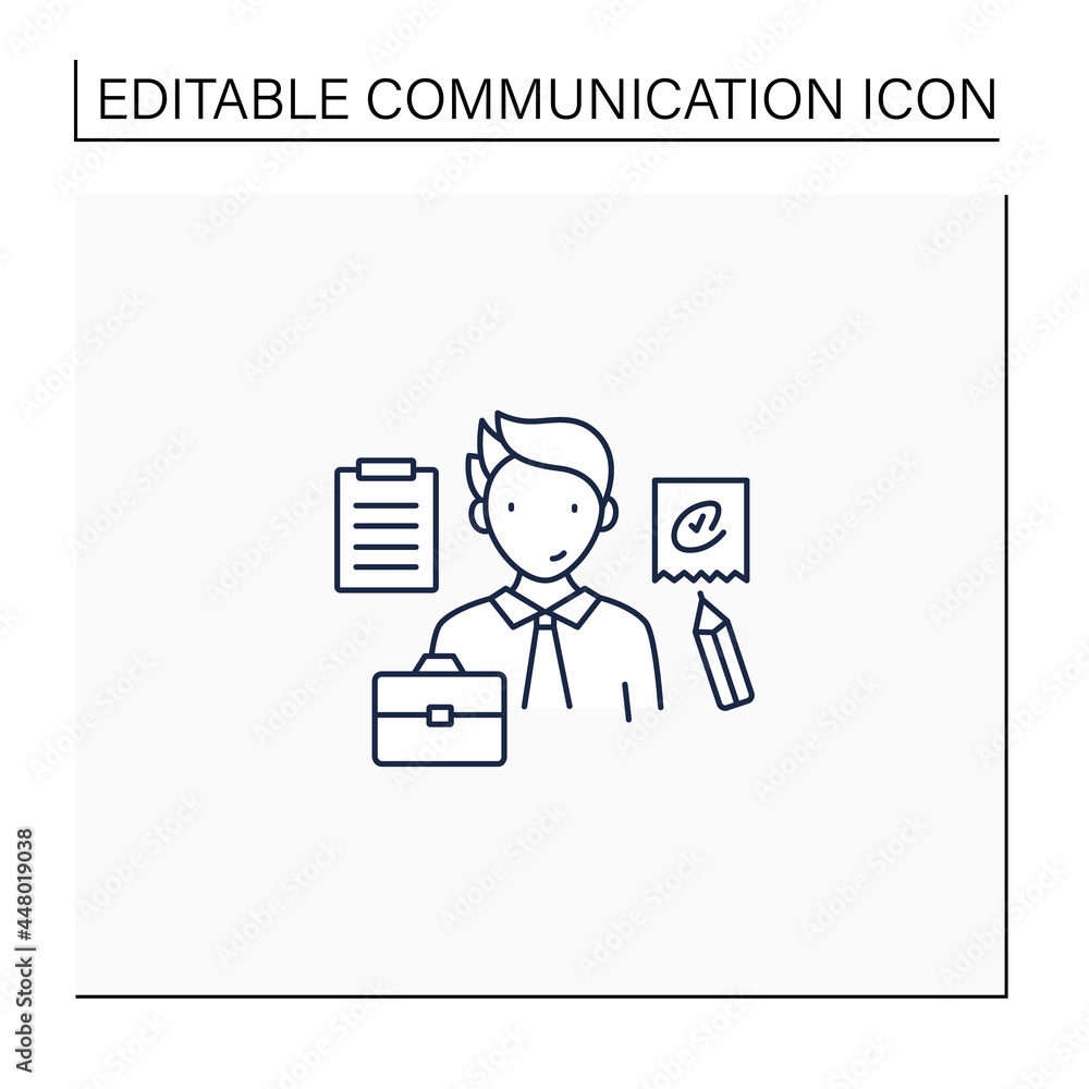 Poster written communication line icon. conveying messages through written symbols. documentary. writing fo