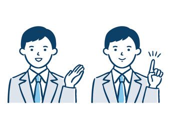 ビジネスマン／男性／案内／上半身