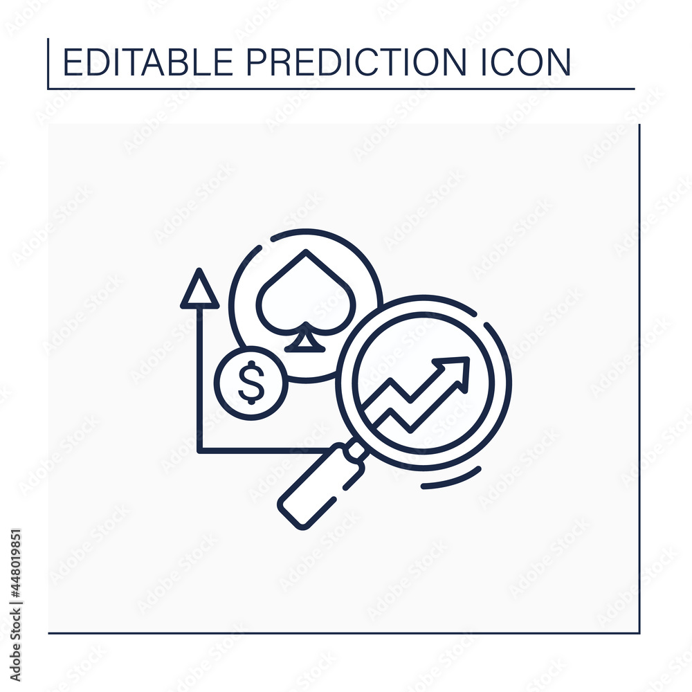 Poster casinos predictive analytics line icon. data tracking and personalized gaming. enhance profit margin