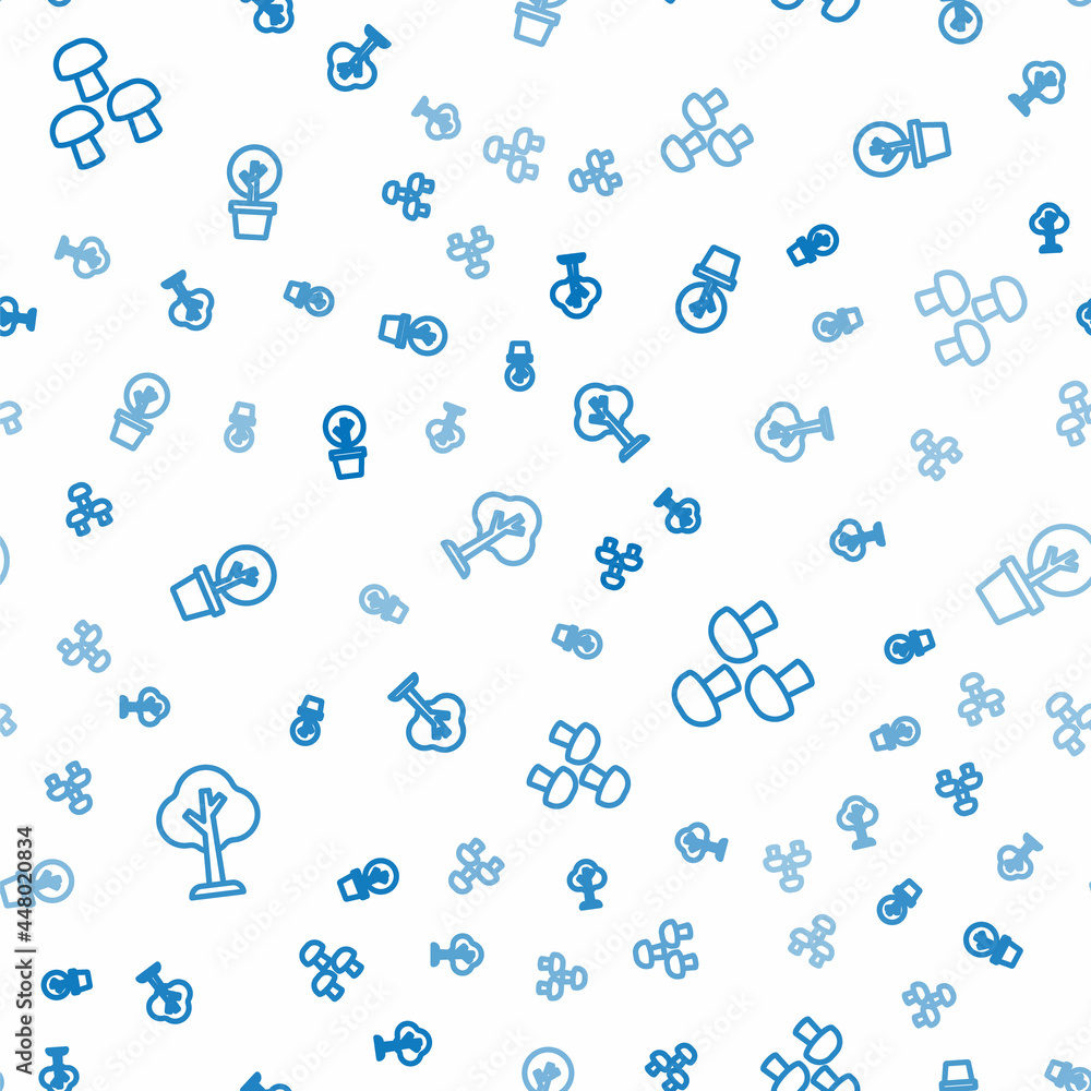Poster set line forest, mushroom and on seamless pattern. vector