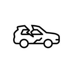 Black line icon for crack car