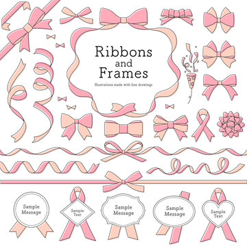 リボンとフレームのモダンでかわいい線画イラストセット 赤 ピンク バリエーションあり Stock Vector Adobe Stock リボンとフレームのモダンでかわいい線画イラストセット 赤 ピンク バリエーションあり Stock Vector Adobe Stock