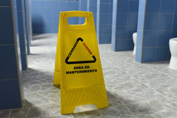 Caution sign wet floor do not pass, danger.
