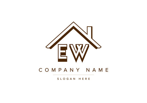 Alphabet Letters EW Home Or House Logo For Real Estate