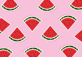 seamless pattern with watermelon watermelon slice pink summer sticker background