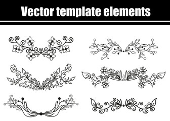 Line frames. Flower frame. Simple frame with leaves.Design elements for invitations.Circle border vector ornaments.Frame for text