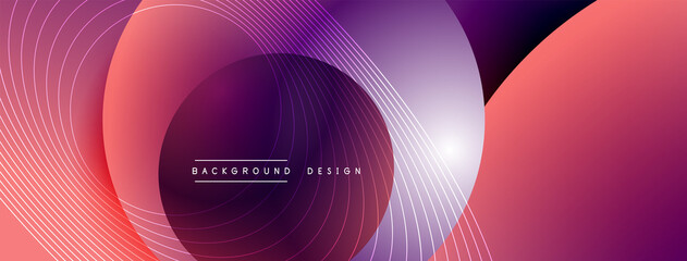 Gradient circles with shadows. Vector techno abstract background. Modern overlapping forms wallpaper background, design template